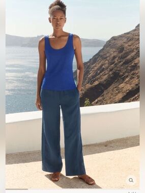 Poetry Wide-Leg Chino linen Pants in Deep Navy 14